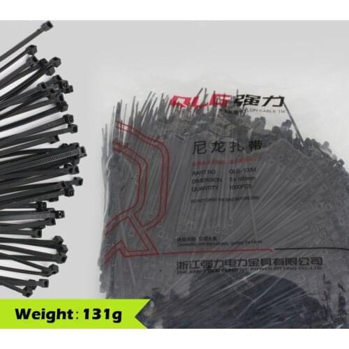1000PCS 3*100mm Black Plastic Nylon Cable Ties Self-Locking 1.8mm Width Wire Zip Tie