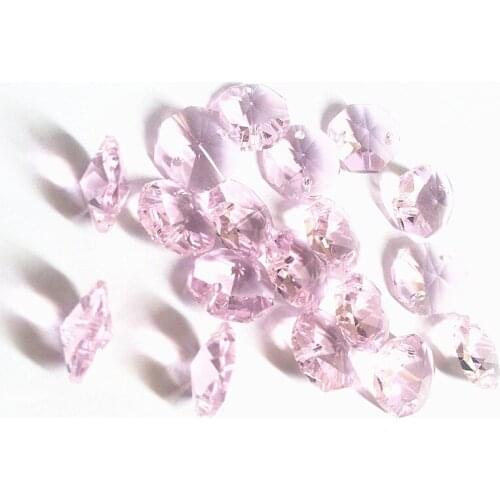 360pcs/lot 14mm pink Clored crystal glass octagon beads with 2 holes for chandelier prism suncatchers beads