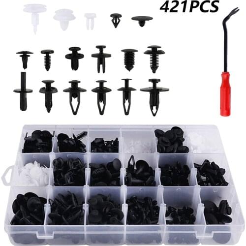421pcs Auto Fastener Clip Car Retainer Kit Vehicle Retainer Rivet Door Trim Panel Fender Liner Bumper Clips Mixed Car Clips