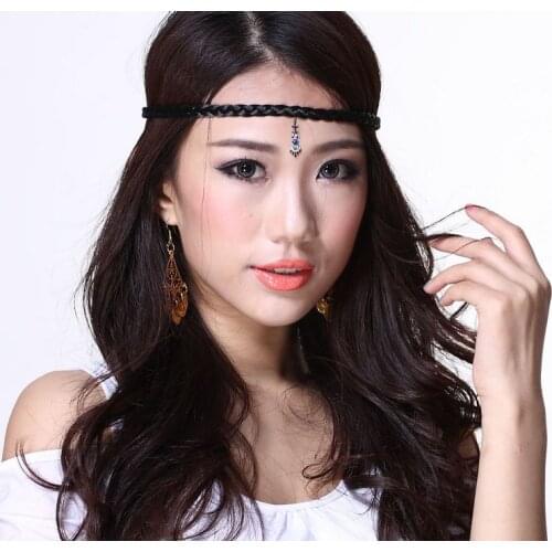 Belly dance accessories plate with hair rope with wigs forehead Elastic headband tails