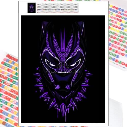 Diamond Painting Black Panther Marvel Hero Art Cartoon Fantasy 5D DIY Embroidery Mosaic Full Square Round Home Decoration Gifts