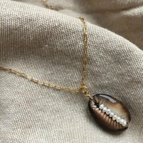 Bohemian Retro simple Natural Pearl Shell Pendant Necklace Women 2021 New Fashion Exquisite charm Beach Necklaces Jewelry femme