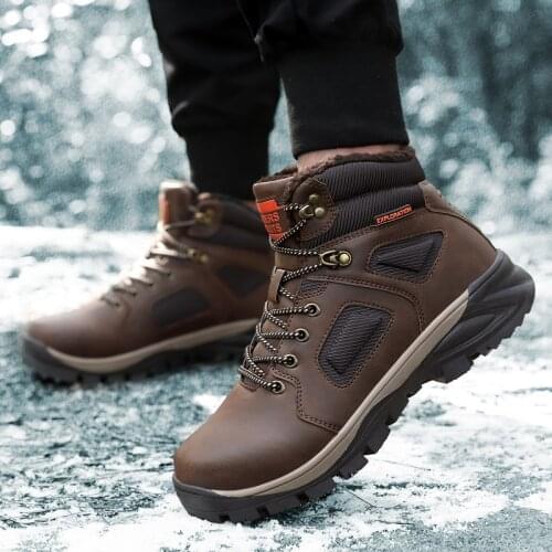 Winter Tactical Military Boots Men Genuine Leather Army Hunting Fur Ankle Boots Outdoor Fashion Work Casual Shoes Men Sneakers