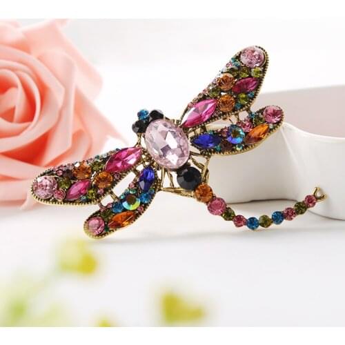 Hot Fashion Women Dragonfly Crystal Brooch Lovely Rhinestone Scarf Pin Jewelry