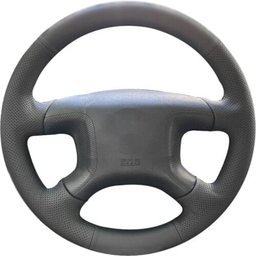 Black Artificial Leather Hand-stitched No-slip Car Steering Wheel Cover For Mitsubishi old Pajero Pajero 2004-2010