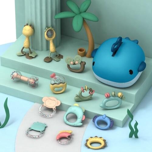 Baby Rattles Mobile Storage Box Toddler Toys 0 12 Months Soft Glue Music Rubber Teether Baby Montessori Toys Newborn Xmas Gift