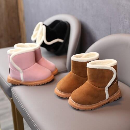 Kids Snow Boots 2021 New Girls Winter Lamb Wool Round Toe Ankle Boots Boys Thick Plush Sneakers Baby Toddler Shoes