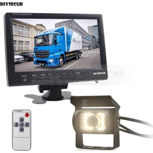 DIYSECUR 9inch 4-PIN Car Monitor Rear View Monitor Waterproof LED CCD Car Camera for Bus Horse Trailer Motorhome