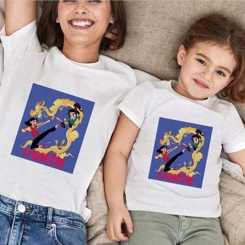 Disney Princess Printed Family Matching Clothes Summer Short Sleeve Kids Children Girls Tshirt Mommy And Me Graphic Tops