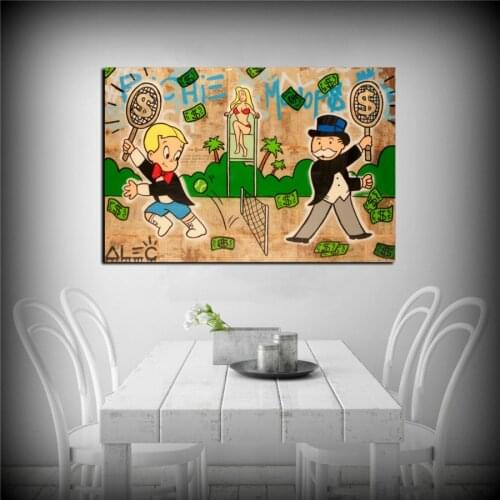Canvas Prints Painting Alec Monopoly Pictures Wall Graffiti Art Money Home Decor Richie Rich Modular Tennis Poster Modern Office