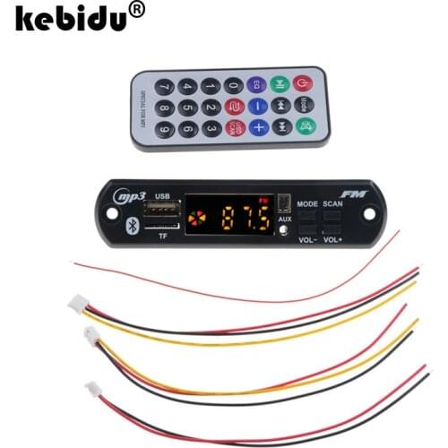 Kebidu Bluetooth Color Screen DC 5V 12V Micro USB Power Supply TF FM Radio MP3 Decoder Audio Board For Car Remote Music Speaker