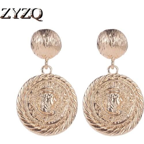 ZYZQ Classic Round Pendant Earrings Fashion Daily Wear Accessories Unique Coin Shaped Design Wholesale Lots&Bulk Earrings Jewel