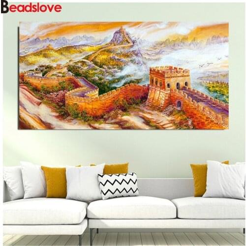 Chinese Great Wall landscape waterfall Diamond Painting Full Square Round Drill Diy 5D Diamond Embroidery Mosaic set large size