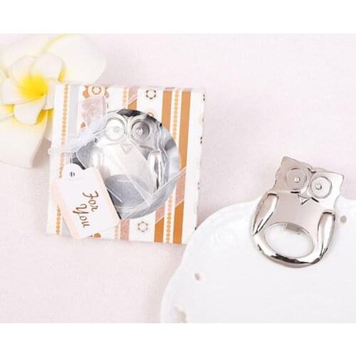 The new arrivel owl shape beer bottle opener Cute animal metal opener Wedding supplies gift box packing LX7336