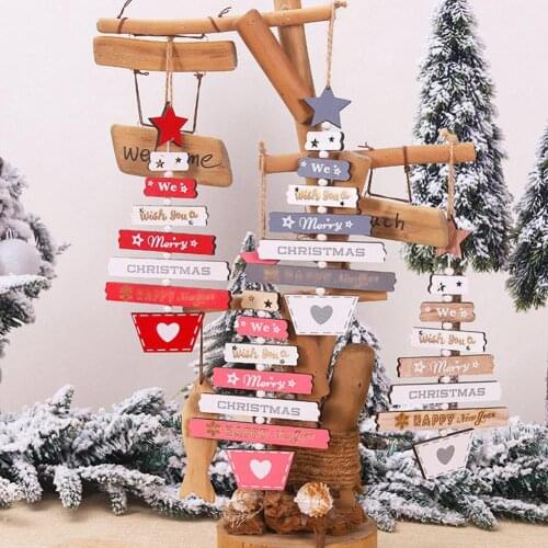 2020 New Year Natural Xmas Elk Wood Craft Christmas Tree Ornament Christmas Decorations Natural Wood Hanging Pendants Party New