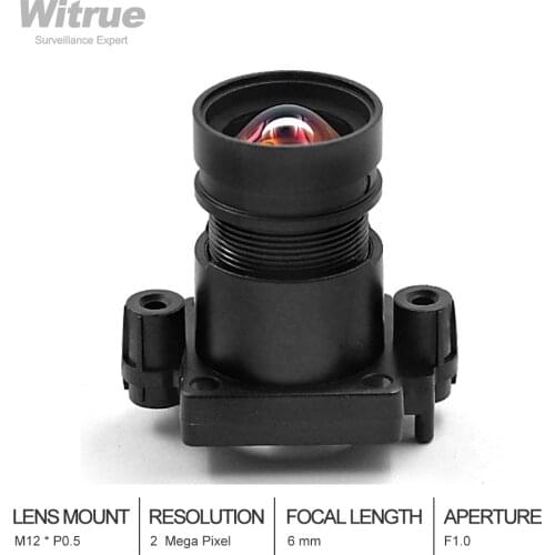 Witrue HD CCTV Lens 6mm 2 Megapixel 1080P M12 * P0.5 Mount F1.0 Aperture 1/2.7" Full Color for Security Cameras