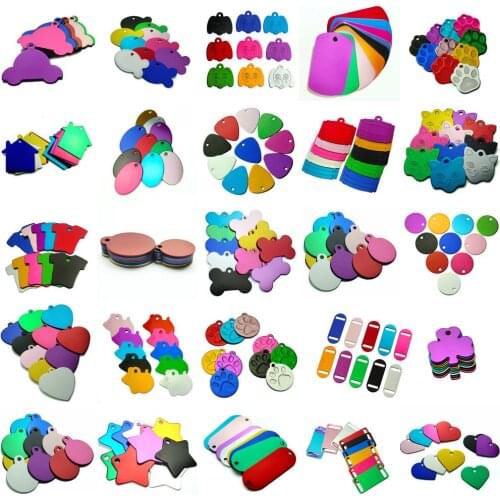 Wholesale 100PCS Personalized Blank Dog ID Tag Customized Dog Name Tag Phone Pet ID Tags Dog Cat Pet Military Man Tag Aluminum