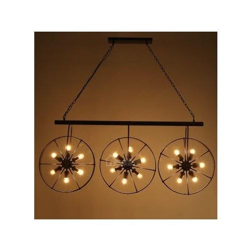 Industry American Aisle Retro Loft Metal Pendant Light, Creative Iron Wheel Pipe Lighting Fixture for Restaurant Cafe Bar