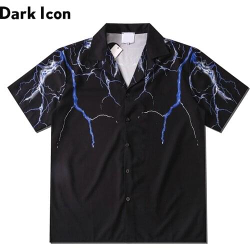 Dark Icon Blue Flash Polo Shirt Men Summer Light Weight Hawaiian Shirts Vintage Street Mens Shirt