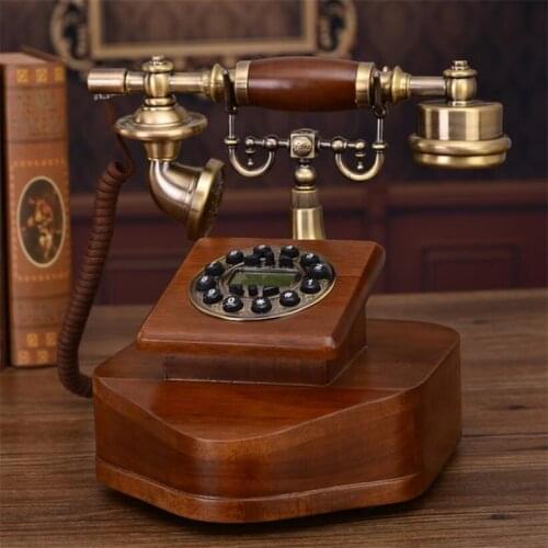 FSK/DTMF Antique European Retro Landline Phone With Call ID Clock Ringtone Timing Function Fixed Telephone For Home Office Hotle