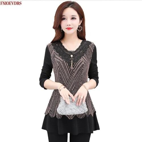 Autumn Winter Basic Wear Women Fashion Long Sleeve Patchwork Ruffled Peplum Tops Tunic Blouses 5XL 4XL 3XL 8230