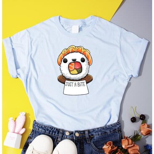 Kawaii Japan Style Women T-Shirts Sushi Truth Glow With The Truth T Shirt Casual Hipster Y2K Tops 2021 Summer Cotton Tee Shirts