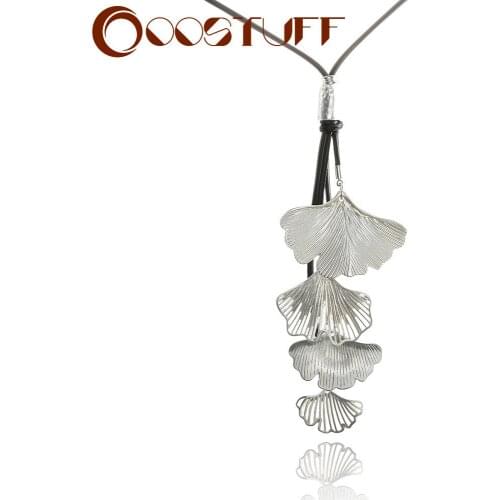 Silver Color Leaves Costume Body Jewelry for Women Suspension Necklace Neck Chokers Pendants Long Chains Aesthetic Accessories