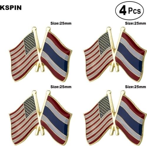 U.S.A.& Thailand Friendship Flag Pin Lapel Pin Badge Brooch Icons 4pcs