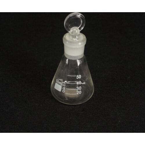 50ml Lab Borosilicate Glass Erlenmeyer Conical Flask with Ground-in Stopper
