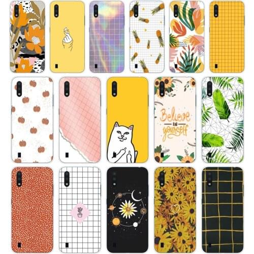 79 Yellow Gird Soft Silicone Tpu Cover phone Case for Samsung Galaxy A01 A10 2019 A20 A20E A20S M11 M21 case