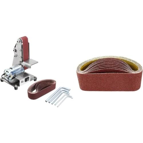 Promotion! 10Pcs 3 x 21Inch Sanding Belts 240 Grit & 1Pcs 350W Mini Electric Belt Machine Sander Sanding Grinding Polishing Mach