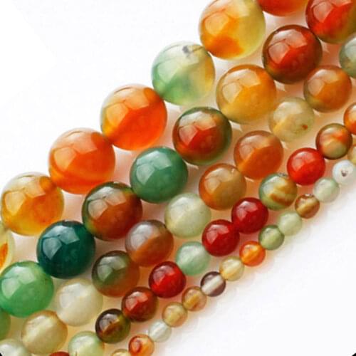 4-12mm Round Red Green Peacock Agates Beads For Jewelry Making Beads Bracelets For Women 15'' Needlework DIY Beads Trinket