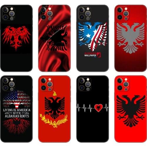 Black tpu case for iphone 5 5s se 2020 6 6s 7 8 plus x 10 XR XS 11 12 mini pro MAX back cover Albania Flag