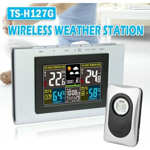 Digital Alarm Clock Wireless Weather Station Outdoor Hygrometer Thermometer Weather Forecast LCD Display Temperature Meter