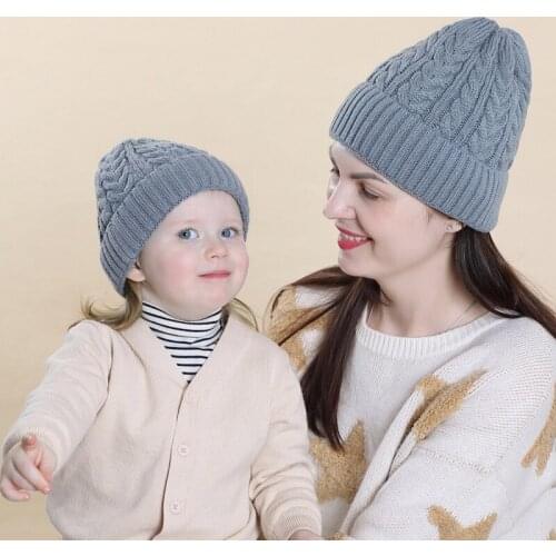 Kids Girls Hats Mother Daughter Warm Knitted Hat Family Matching Children Hats Caps Winter Baby Hat Beanie Caps