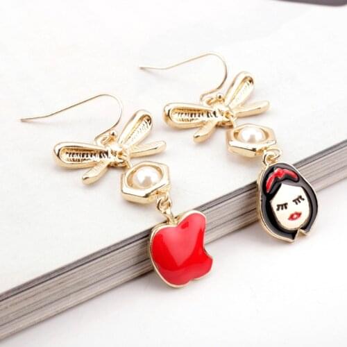 Snow Princess Series Princess Apple Enamel Metal Earrings Ear Drop Pendant Earring Eardrop Jewelry Gift For Girls Women