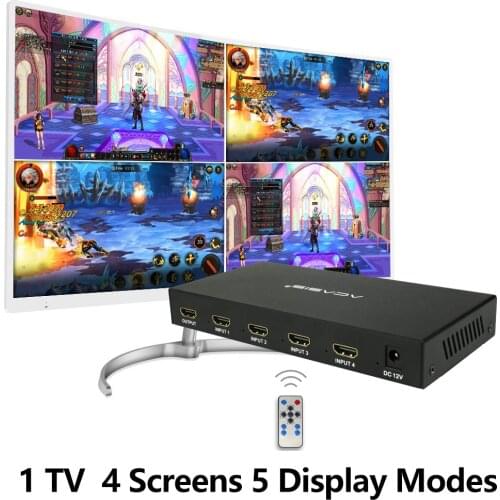 HDMI-compatible 4x1 Quad Multiviewer Switcher Splitter 4 in 1 out Video Converter 1080P PIP Picture in Picture Seamless Switch