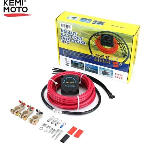 ATV UTV 12V 140A Battery Isolator Voltage Sensitive Relay Wiring Cable Kit VSR Automatic Charing for Polaris for Artic Cat Boats