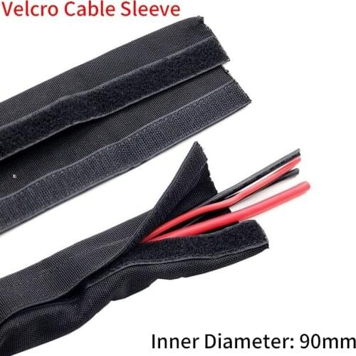 Cable Sleeve 90mm With Velcro Tape PET Braided Computer Cable Sock Organizer Nylon Harness Sheath Management Wire Wrap Protector