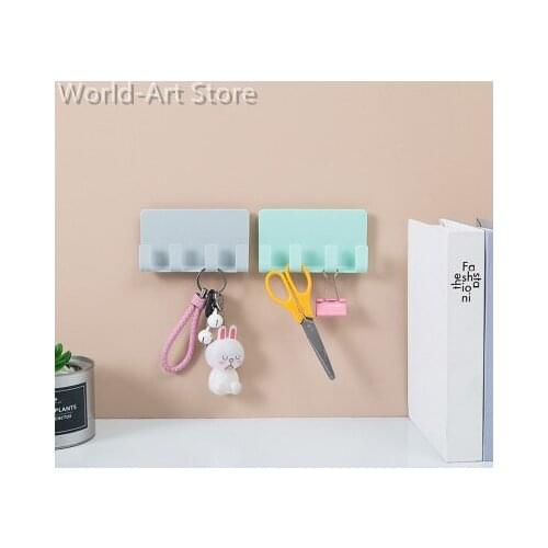 Adhesive Creative Mobile Charging Bracket Mobile Phone Holder iPad Charging Bracket No Traces on the Walls 4 Hook Storage Rack
