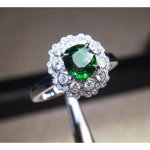 Tsavorite Ring Fine Jewelry Real 18 K Gold Jewelry Natural Unheat 1ct Tsavorite Gemstones Tsavorites Female Wedding Rings
