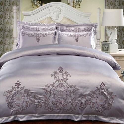 38Silver Cotton Chinese Embroidery Bedding Sets Queen King size Luxury Red Wedding Duvet cover Bed sheet/linen set Pillowcase