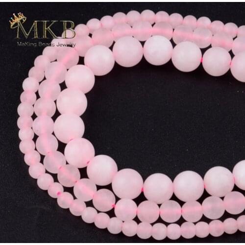 Dull Polish Matte Rose Quartzs Round Beads For Jewelry Making 4/6/8/10/12mm Natural Pink Crystal Stone Beads Fit Diy Bracelet
