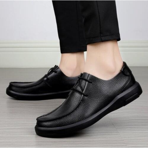 Men Oxfords Genuine Leather Dress Shoes Brogue Lace Up Mens Casual Shoes Luxury Brand Moccasins Loafers Men 2021 Plus Size 37-47