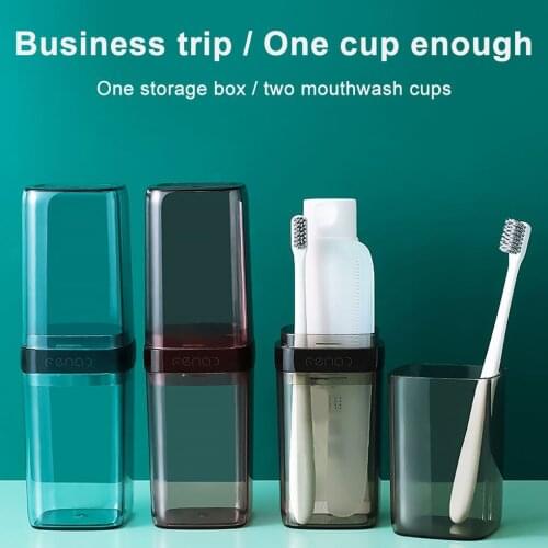 Portable Travel Toothbrush Cup Set Portable Couple Mouthwash Mug Washing Brushing Outdoor Travel Wash Supplies Storage Box