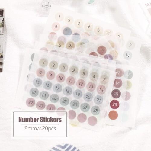 MyPretties Gradient Color Round Label Dot Number Stickers Planner Stickers Weekly Daily Schedule Mark Stationery Stickers