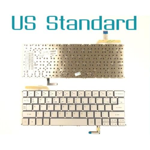 Laptop US Layout Keyboard for Acer Aspire S7-191 S7-191-6400 S7-191-6640 MP-12A53U4J442 NK.I1013.00U Silver With Backlit