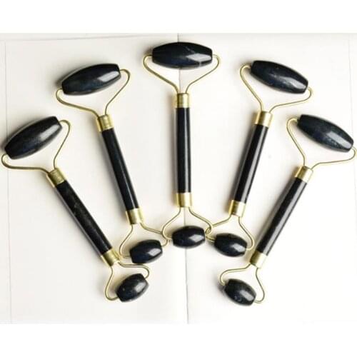 New Obsidian Facial Massage Jade Roller Double Heads Jade Stone Massager Eye Neck Thin Lift Slimming Relaxing Tools