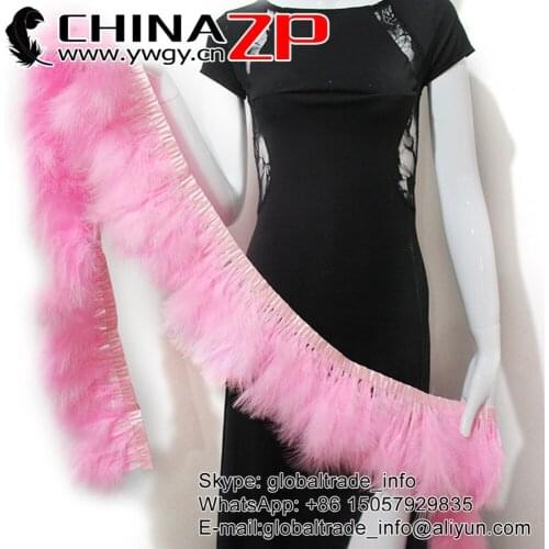 6-8 Inch CHINAZP Factory Wholesale Price Top Quality Dyed Light Pink Marabou Turkey Fluff Feather Fringe Trim