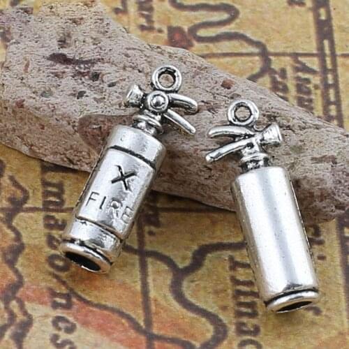 High Quality 10 Pieces/Lot 8mm*23mm Antique Silver Plated Fire Extinguisher Charms Wholesale